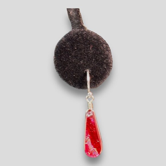 Handmade Red & Black Teardrop Dangle Earrings With Silver Hooks - Lightweight & - Picture 8 of 10